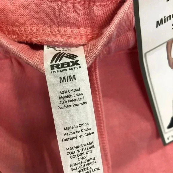 RBX Mineral Wash French Terry Shorts,elastic drawstring waist,hip pockets,Coral - Picture 5 of 7